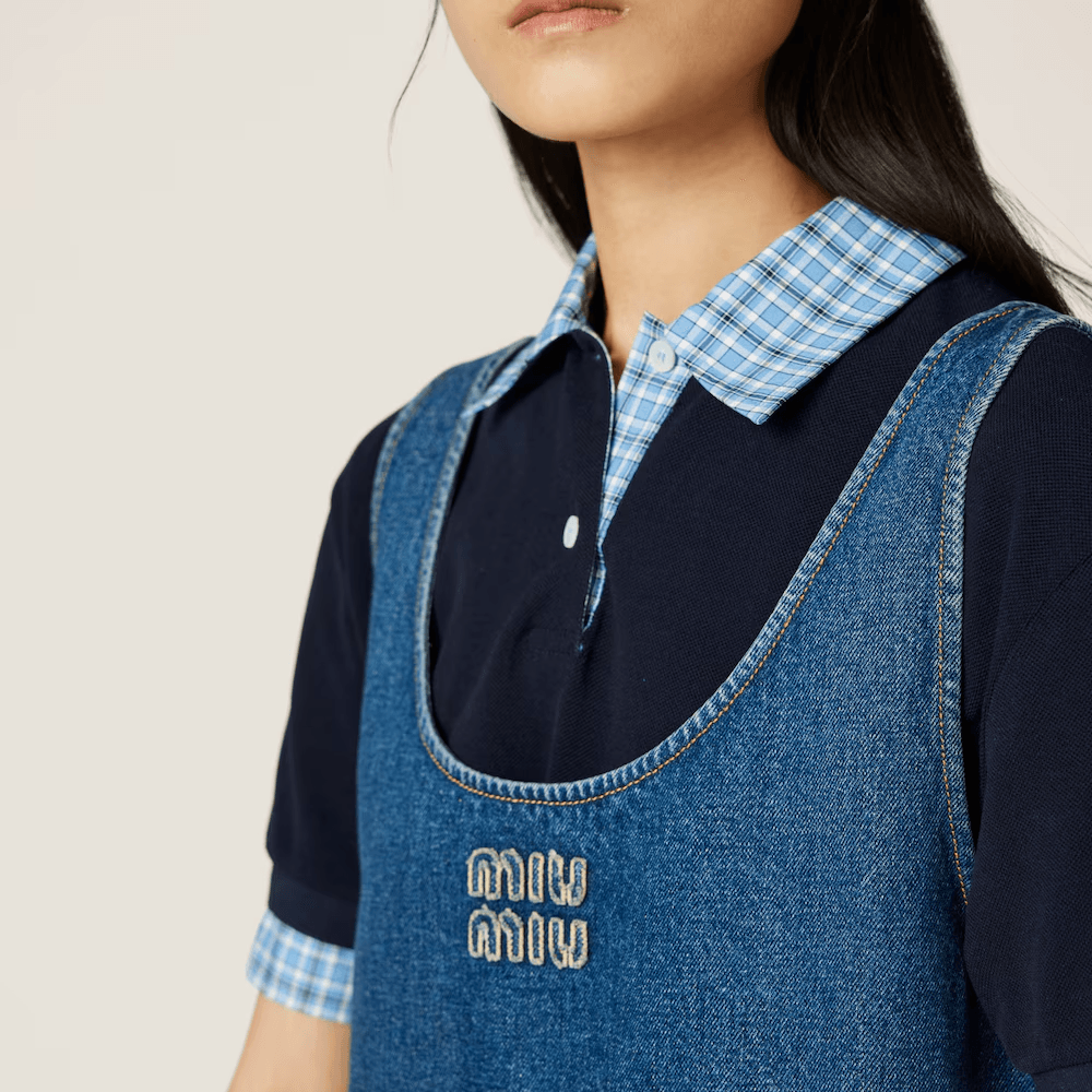 Miu Miu Logo Sleeveless Dress Blue — фото 1
