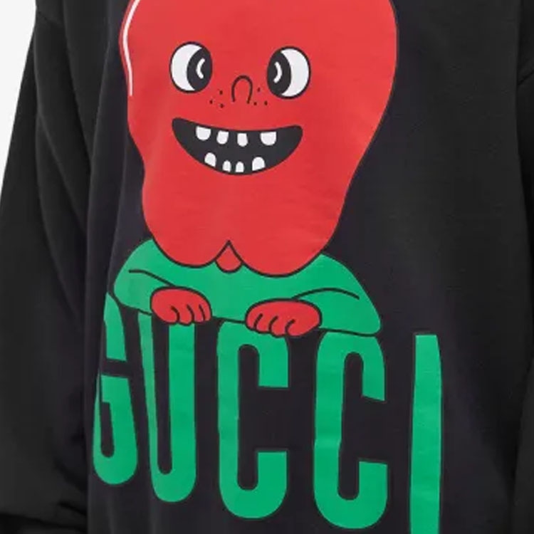 Gucci SS23 Apple Logo Crewneck Sweatshirt Black — фото 4