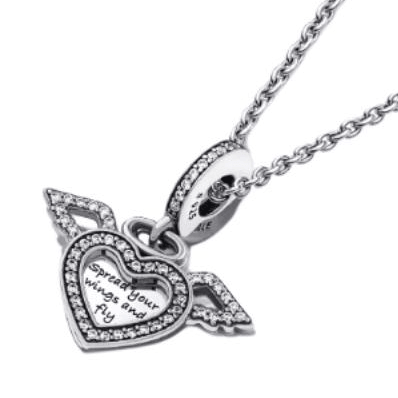 Pandora Angel Wing Heart Necklace Set Silver — фото 2