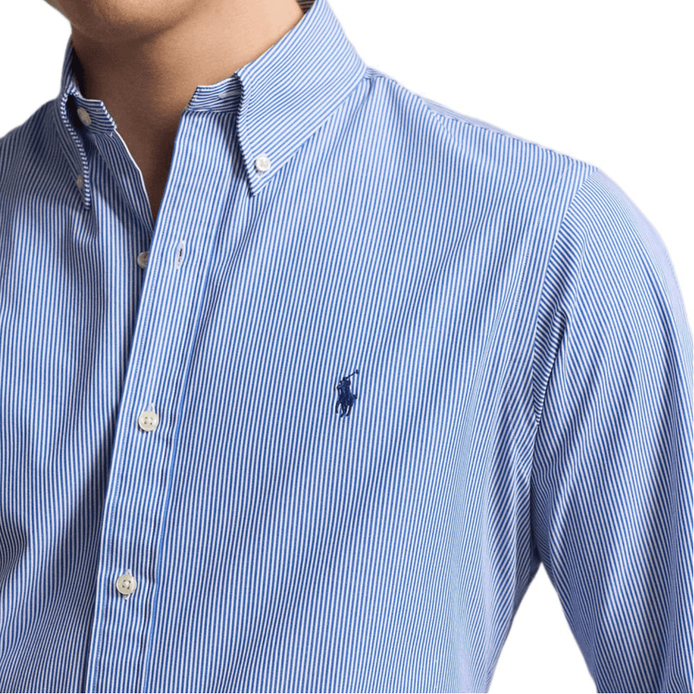Polo Ralph Lauren FW24 Striped Collar Shirt Blue — фото 4