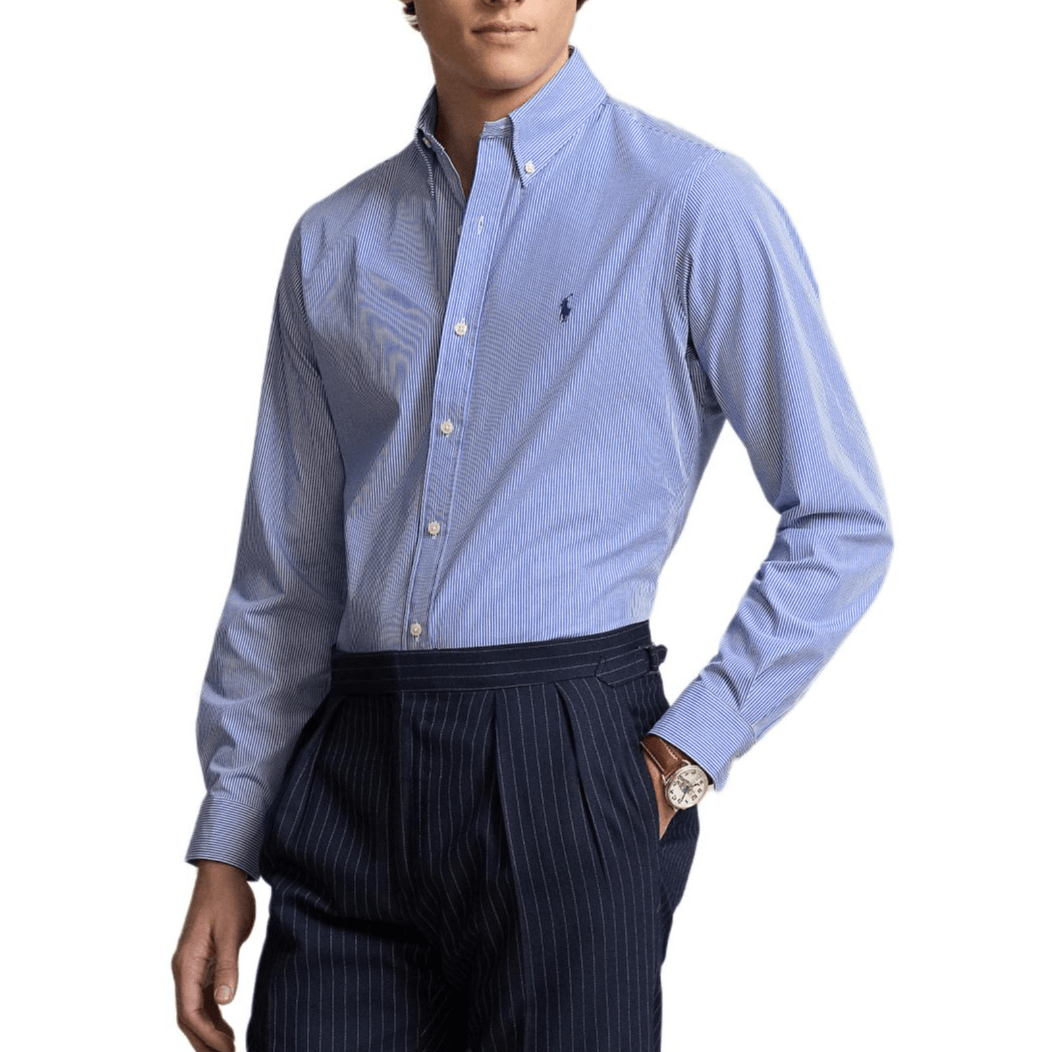 Polo Ralph Lauren FW24 Striped Collar Shirt Blue — фото 2