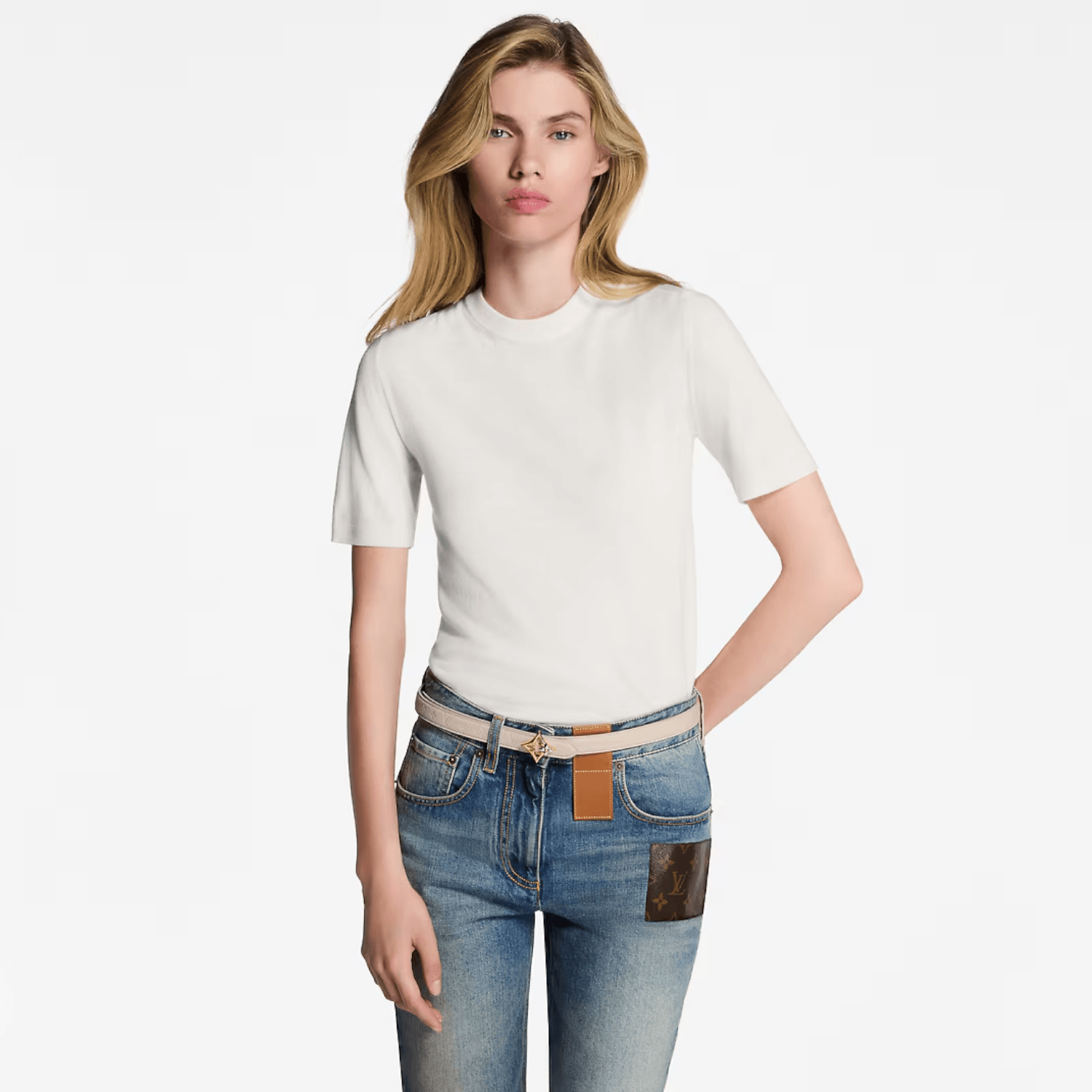 Louis Vuitton Leather Belt 2CM Beige Brown — фото 3