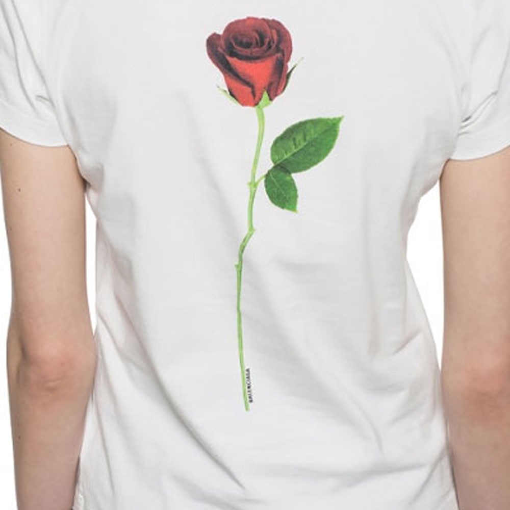 Balenciaga Rose Short Sleeve T-Shirt White — фото 6