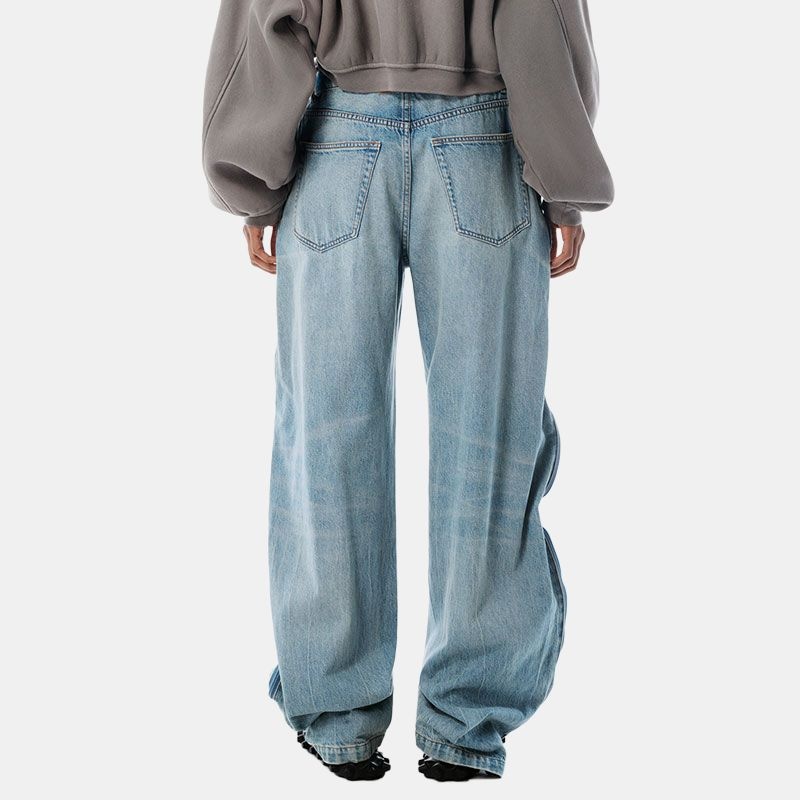 Alexander Wang SS25 Mesh Side Zipper Loose Vintage Button Denim Pants — фото 4