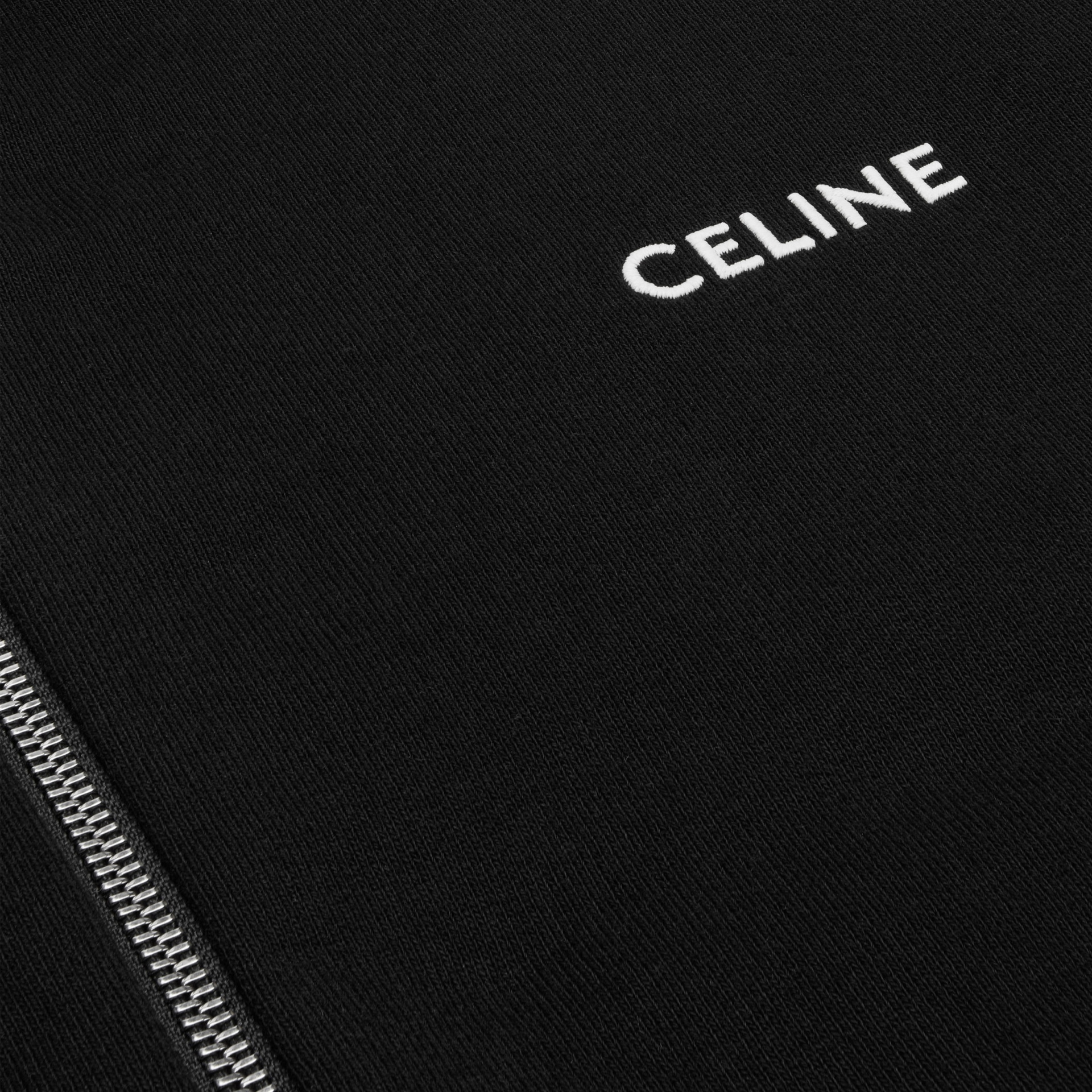 Celine Hooded Logo Zip Sweatshirt Black — фото 4
