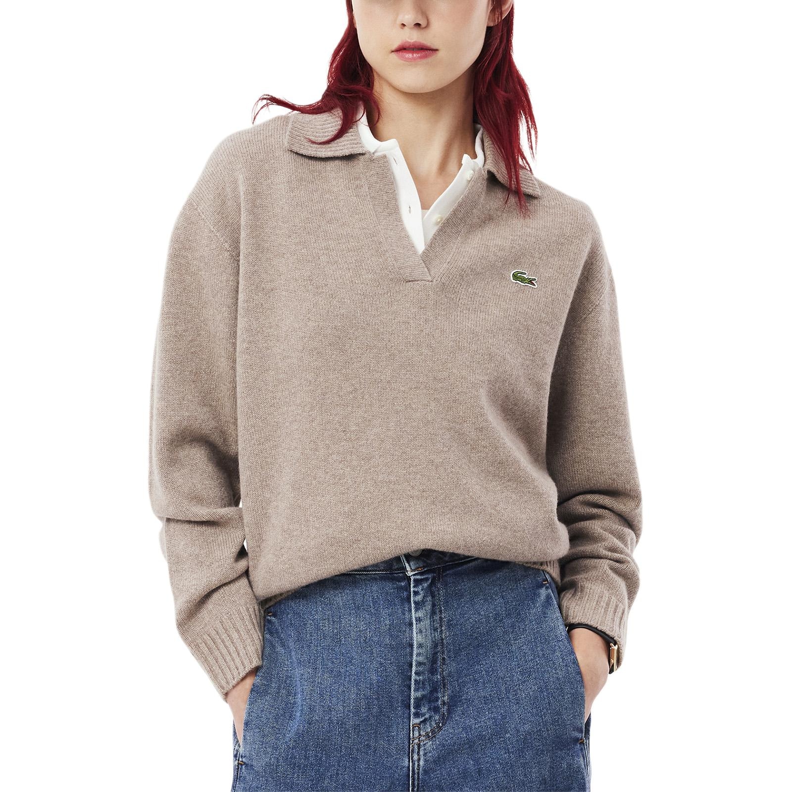 Lacoste Classic Logo Cashmere Sweater Light Brown — фото 1