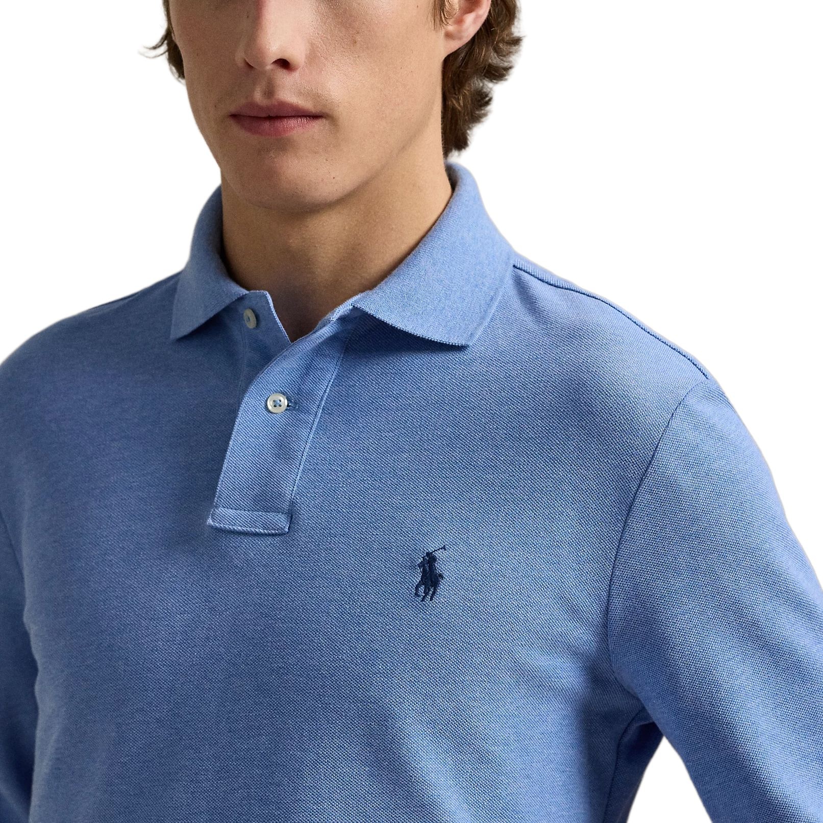 Ralph Lauren Polo Ralph Lauren Custom Slim Fit Long Sleeve Polo Royal Blue — фото 8