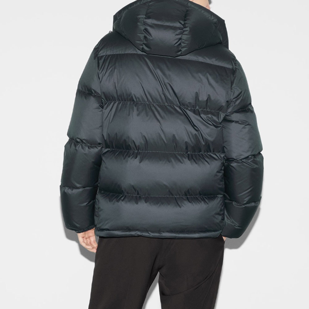 Gucci FW24 Striped Print Detachable Hood Down Jacket Navy Blue — фото 4
