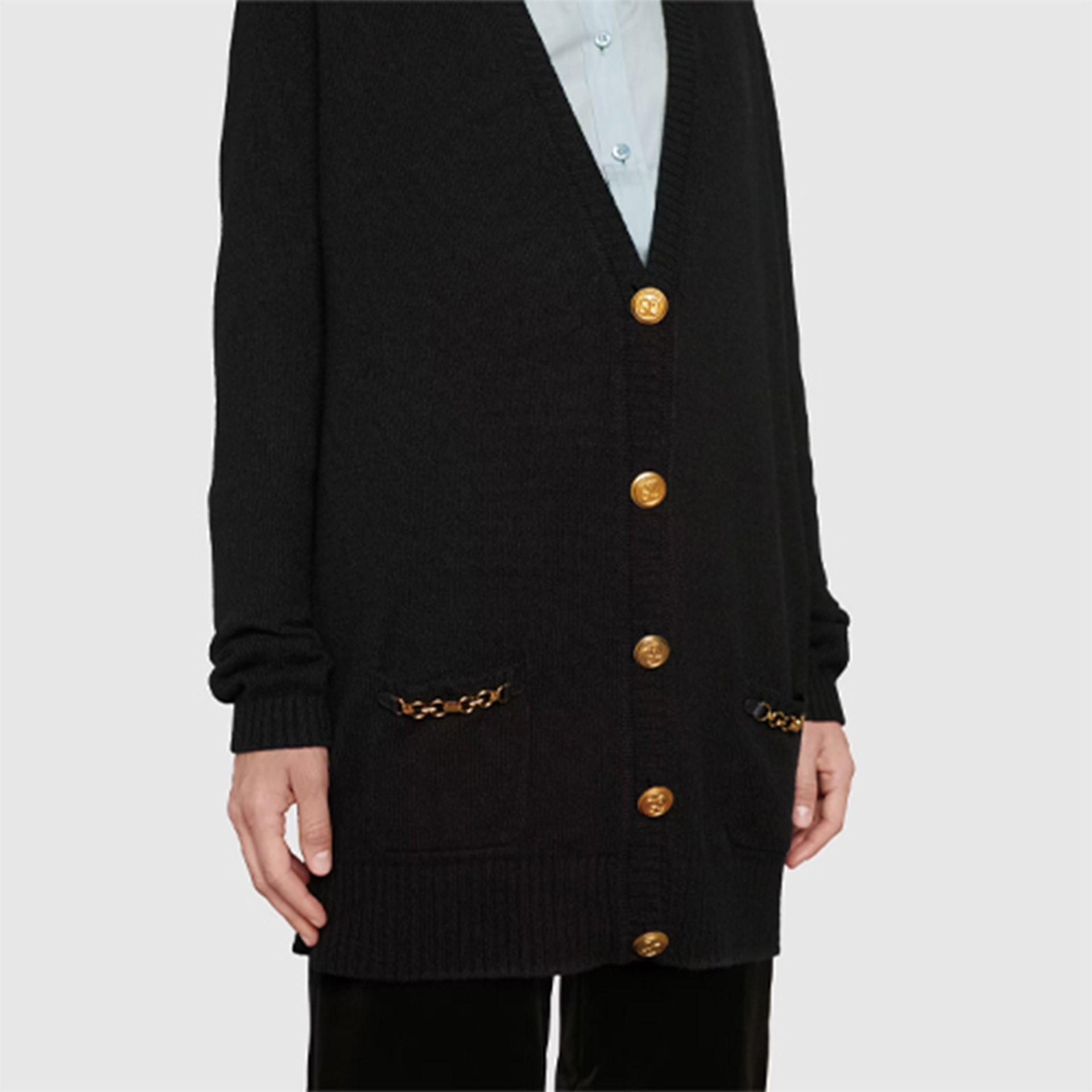 Gucci Cashmere V-Neck Sweater Black — фото 4