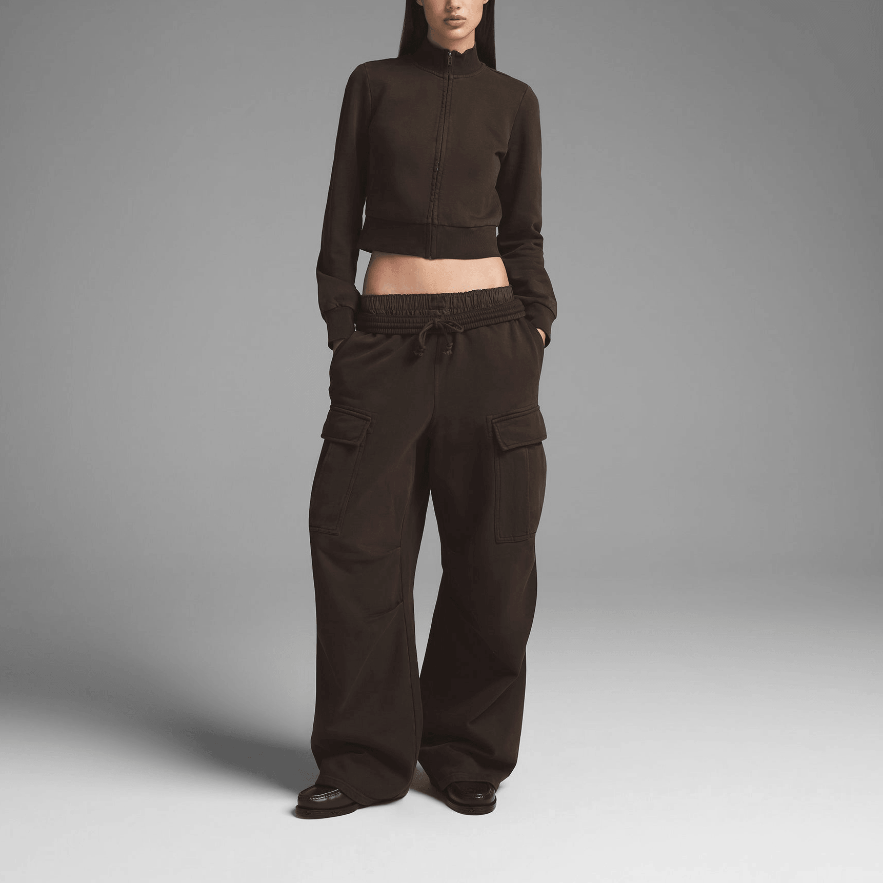 Skims SS25 Boyfriend Fleece Track Jacket Espresso — фото 1