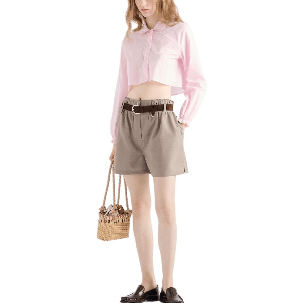 Prada Elastic Logo Shorts Sand — фото 3