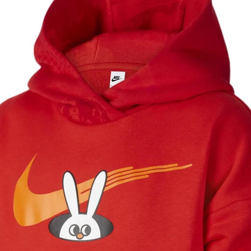 Nike CNY Cartoon Rabbit Hoodie Kids University Red — фото 3