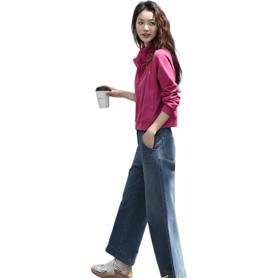 Dme 【dme】 休闲立领拉链插肩长袖夹克外套 女款 玫粉色 — фото 10