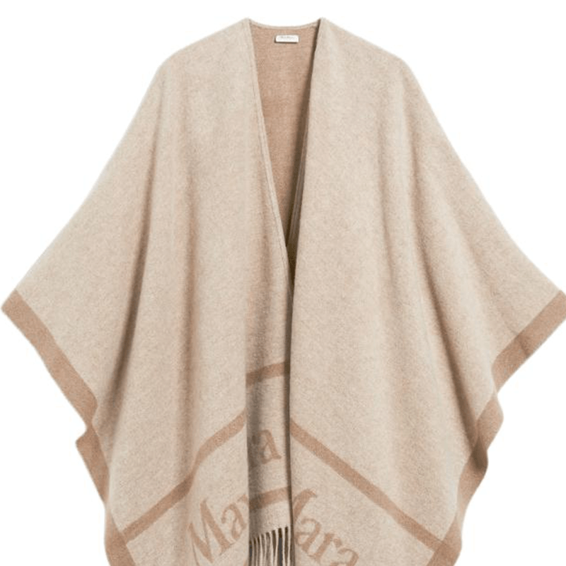 MaxMara Hilde Poncho In Lana Con Logo Jacquard — фото 4