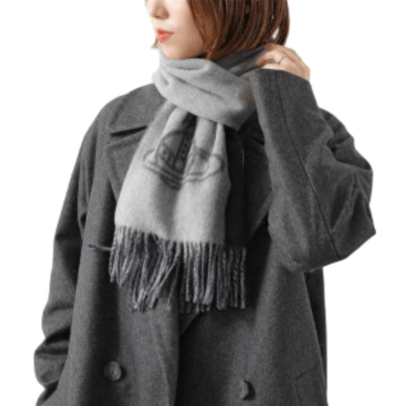 Vivienne Westwood Saturn Logo Scarf Mineral Grey — фото 1