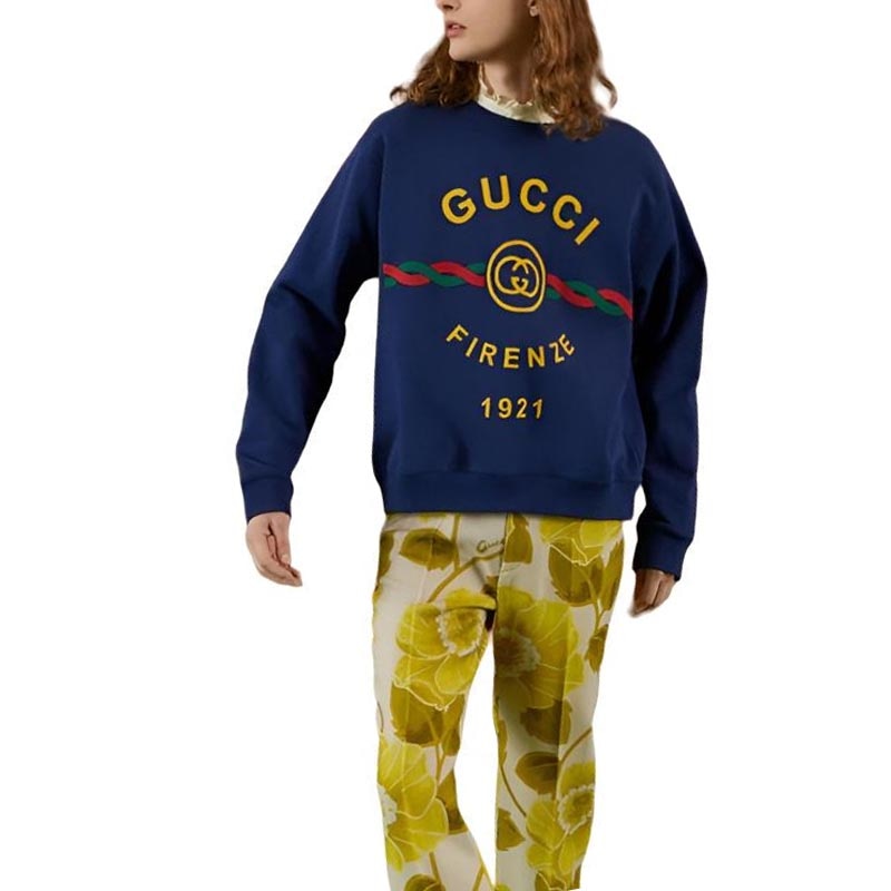 Gucci Logo Long Sleeve Sweatshirt Blue — фото 2
