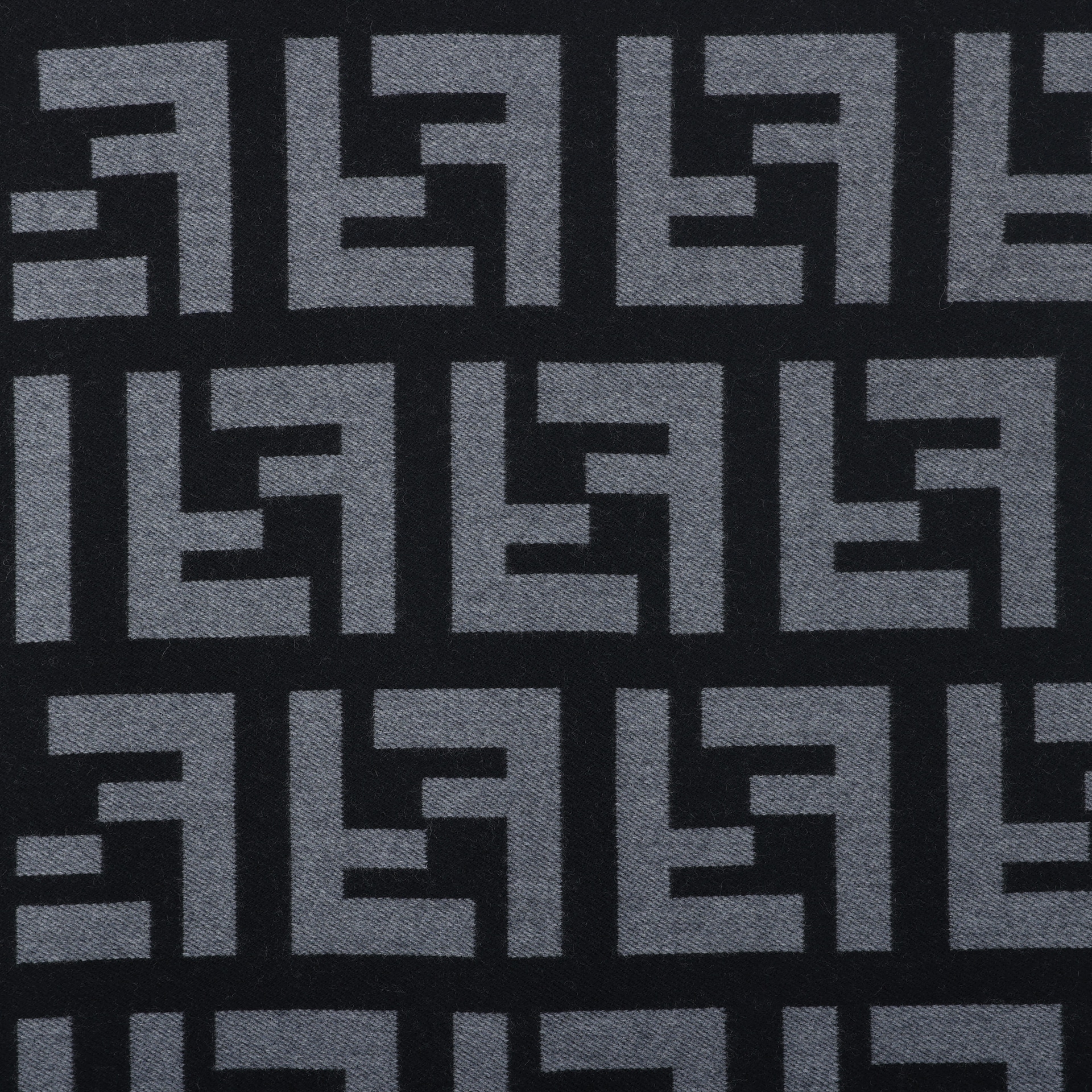 Fendi Wool Scarf Black Grey — фото 2