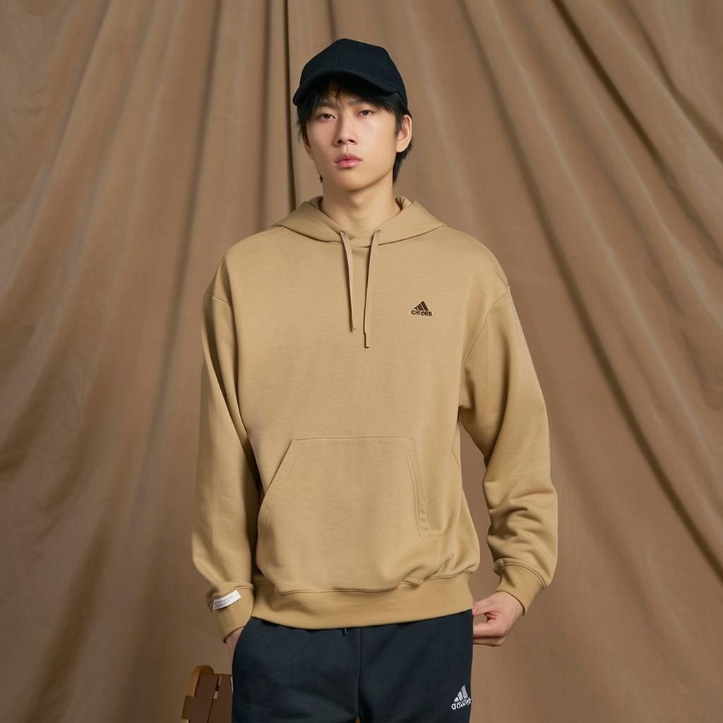 Adidas Logo Hoodie Light Khaki — фото 2