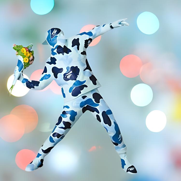 班克西/Banksy BAPE x Banksy Flower Bomber Camo Blue — фото 1
