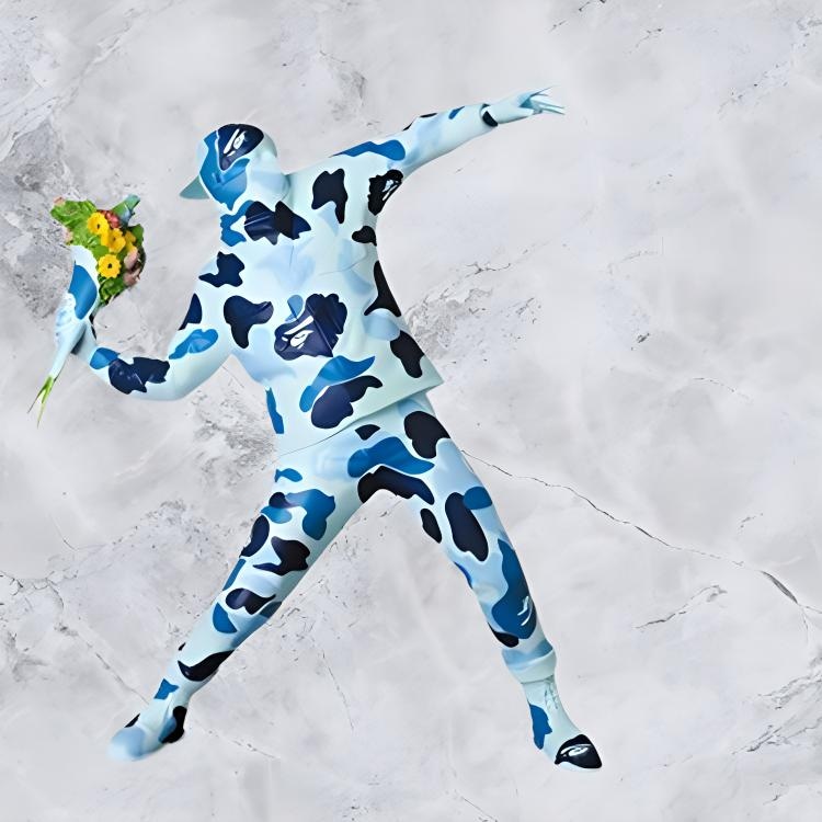 班克西/Banksy BAPE x Banksy Flower Bomber Camo Blue — фото 2