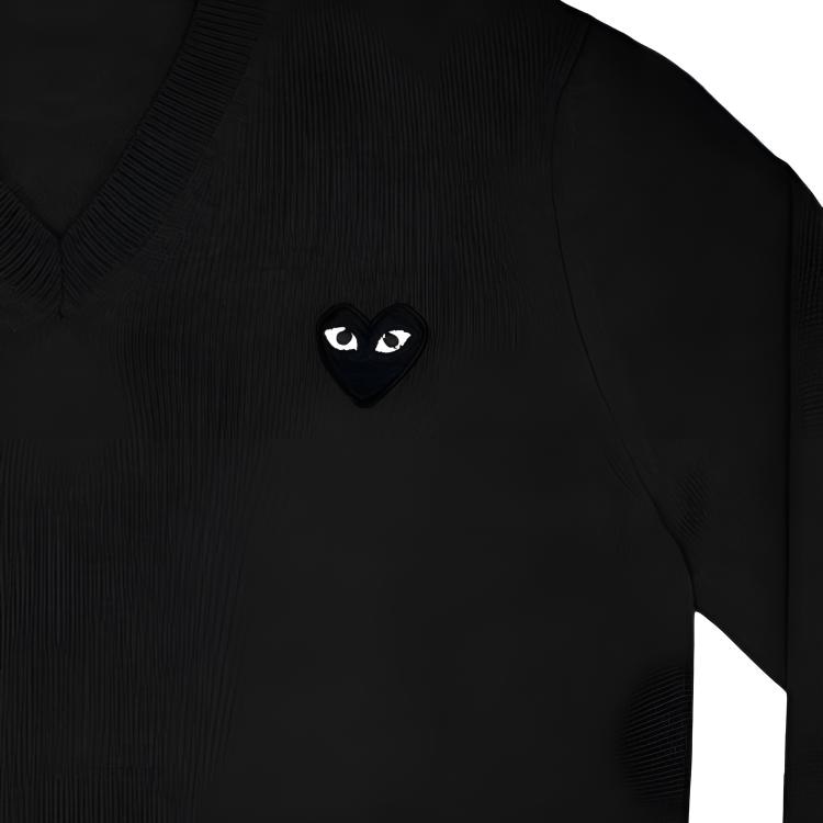 Cdg Play V-Neck Cashmere Sweater Black — фото 2