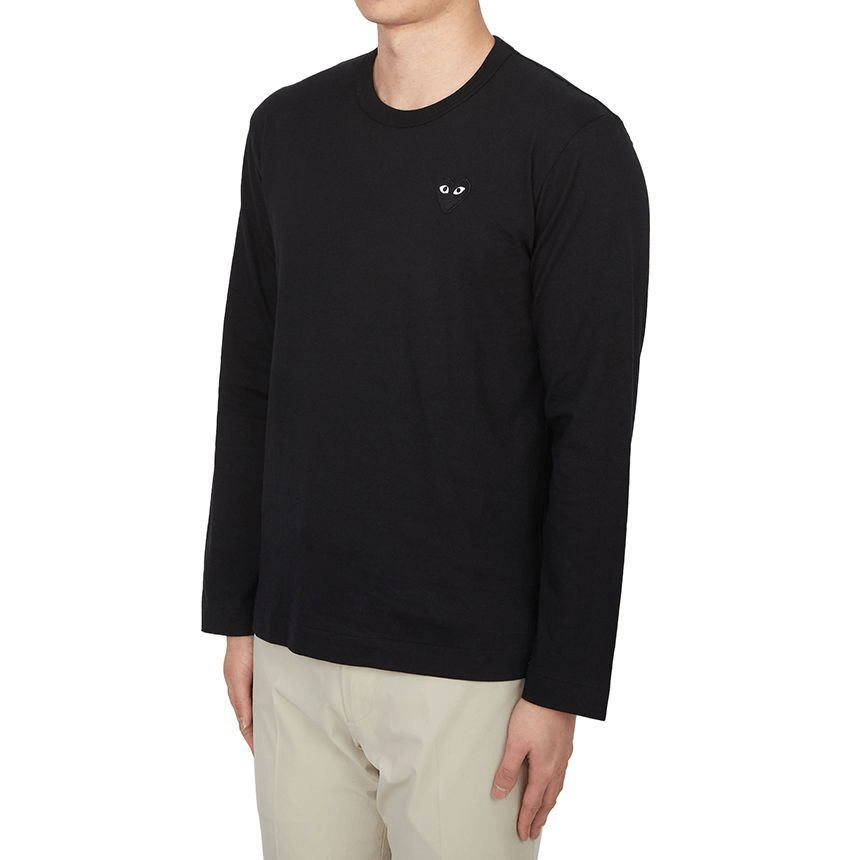 Cdg Play SS24 Black Heart Embroidered Crewneck Long Sleeve Tee — фото 3