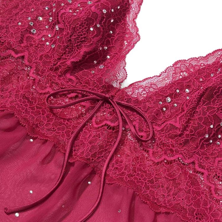 Victoria'S Secret Satin Lace Loungewear Set Purple — фото 1