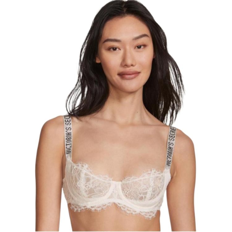 Victoria'S Secret Logo Lace Bra Coconut White — фото 1