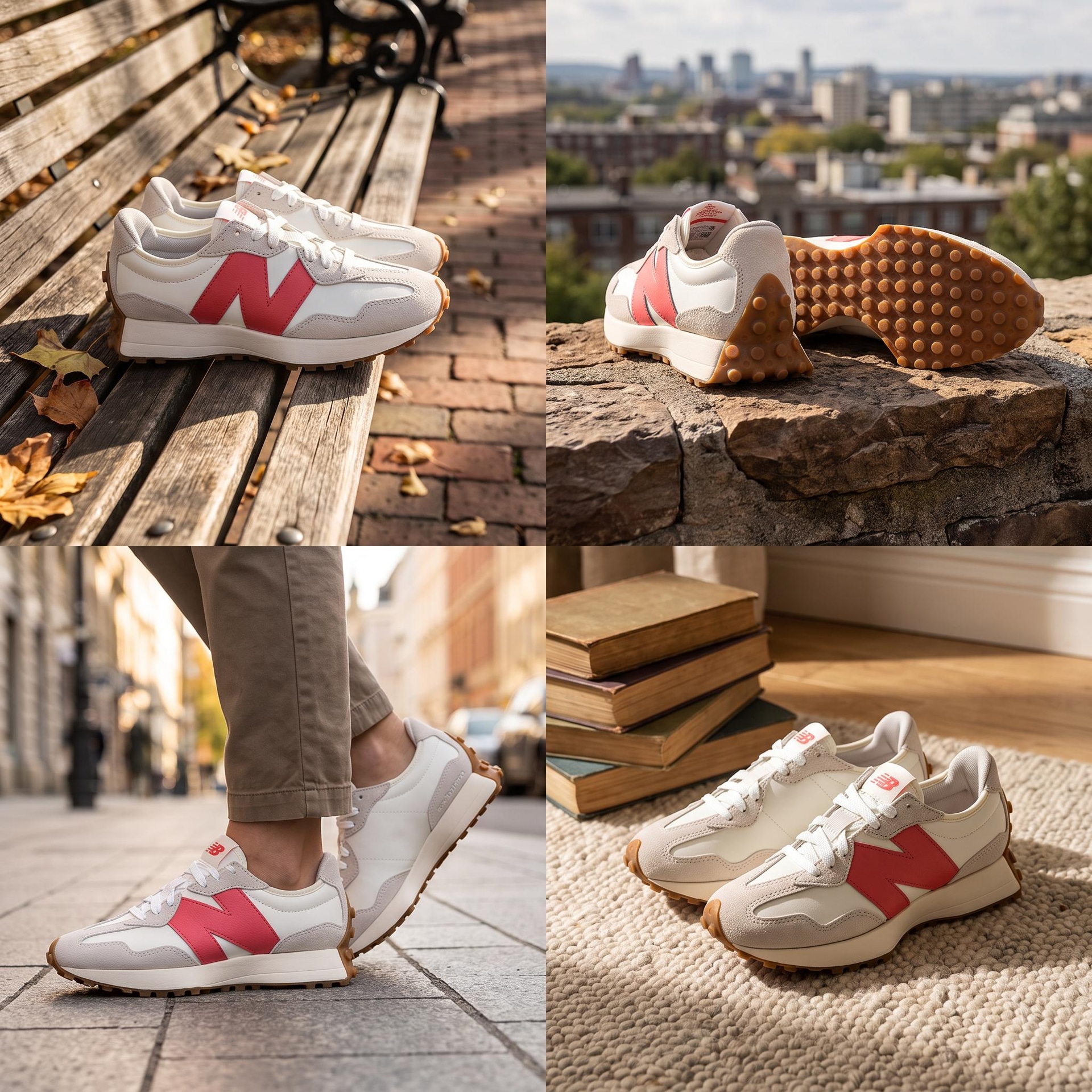 New Balance 327 White Grey Red — фото 1
