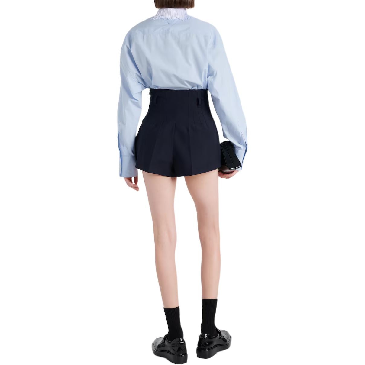 Prada SS24 High Waist Side Zipper Shorts Navy Blue — фото 4