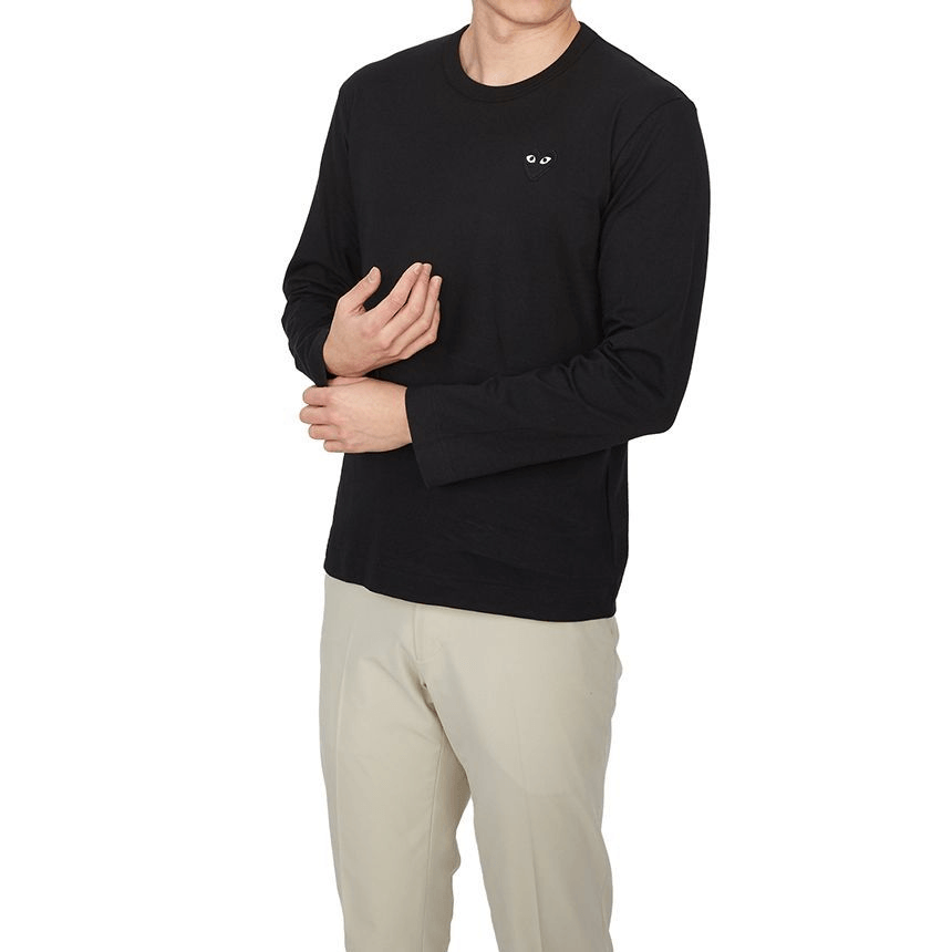 Cdg Play SS24 Black Heart Embroidered Crewneck Long Sleeve Tee — фото 4