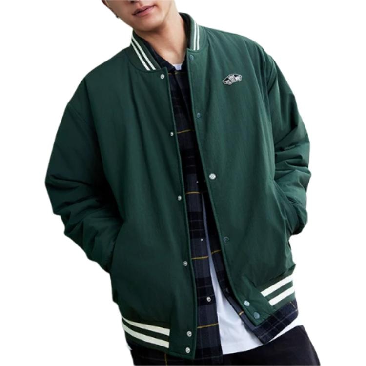 Vans Logo Print Stand Collar Jacket Khaki Green — фото 3