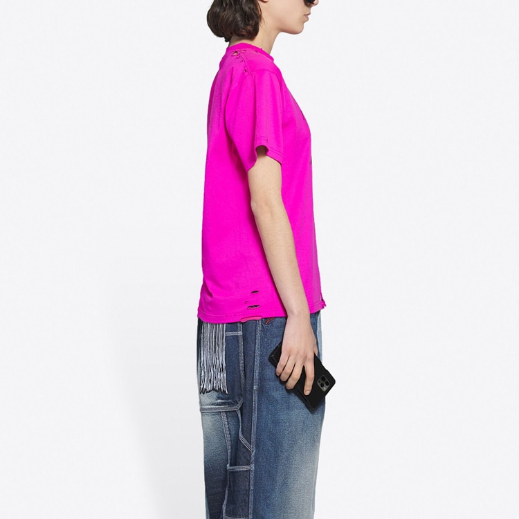 Balenciaga FW21 Distressed T-Shirt Pink — фото 4
