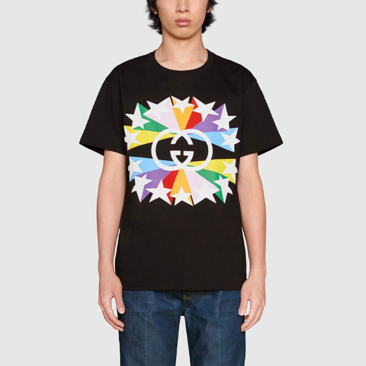 Gucci Interlocking G Star Logo T-Shirt Black — фото 7