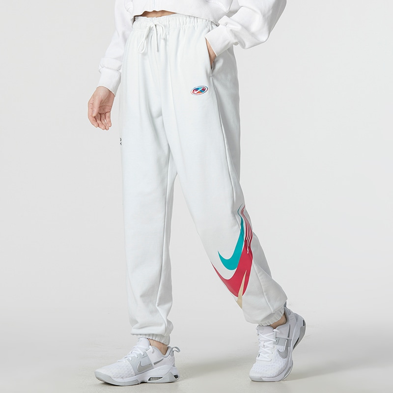 Nike CNY French Terry High-Waisted Knit Pants Women's White — фото 4