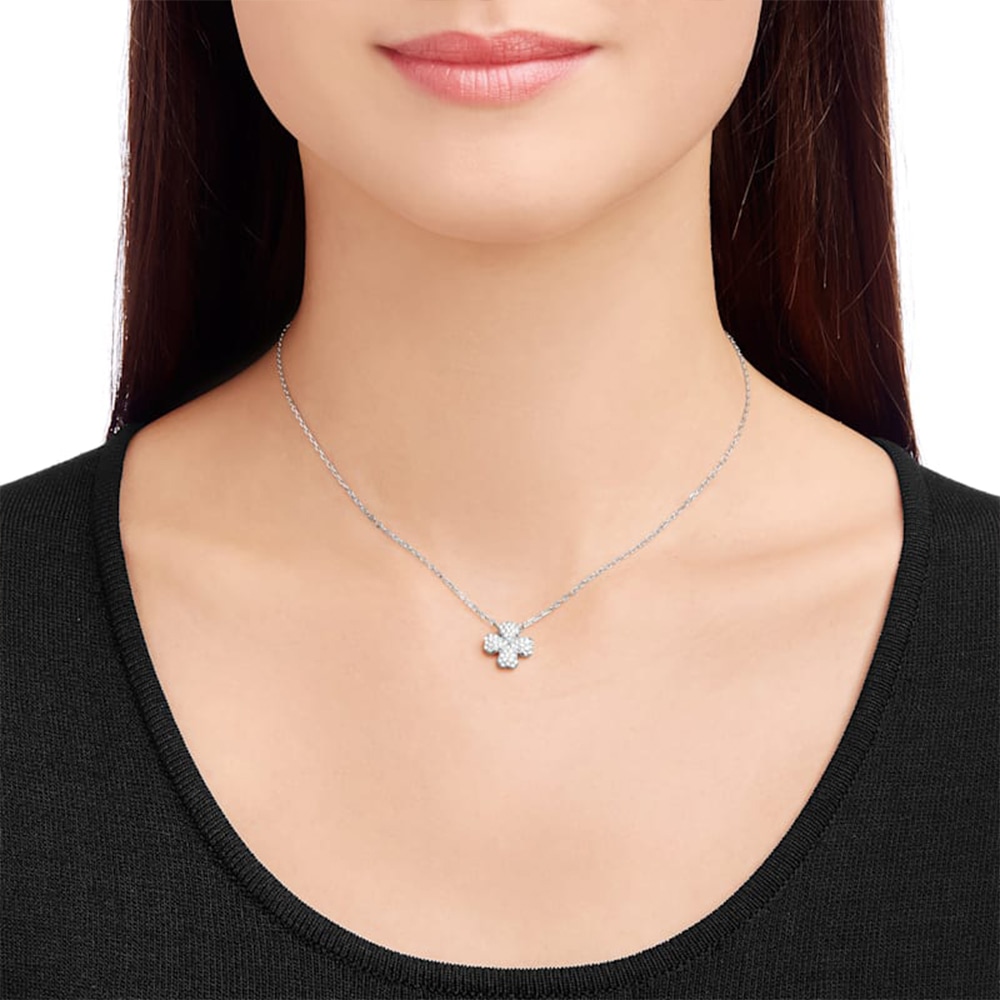 Swarovski Banjo Clover Necklace Rhodium — фото 2