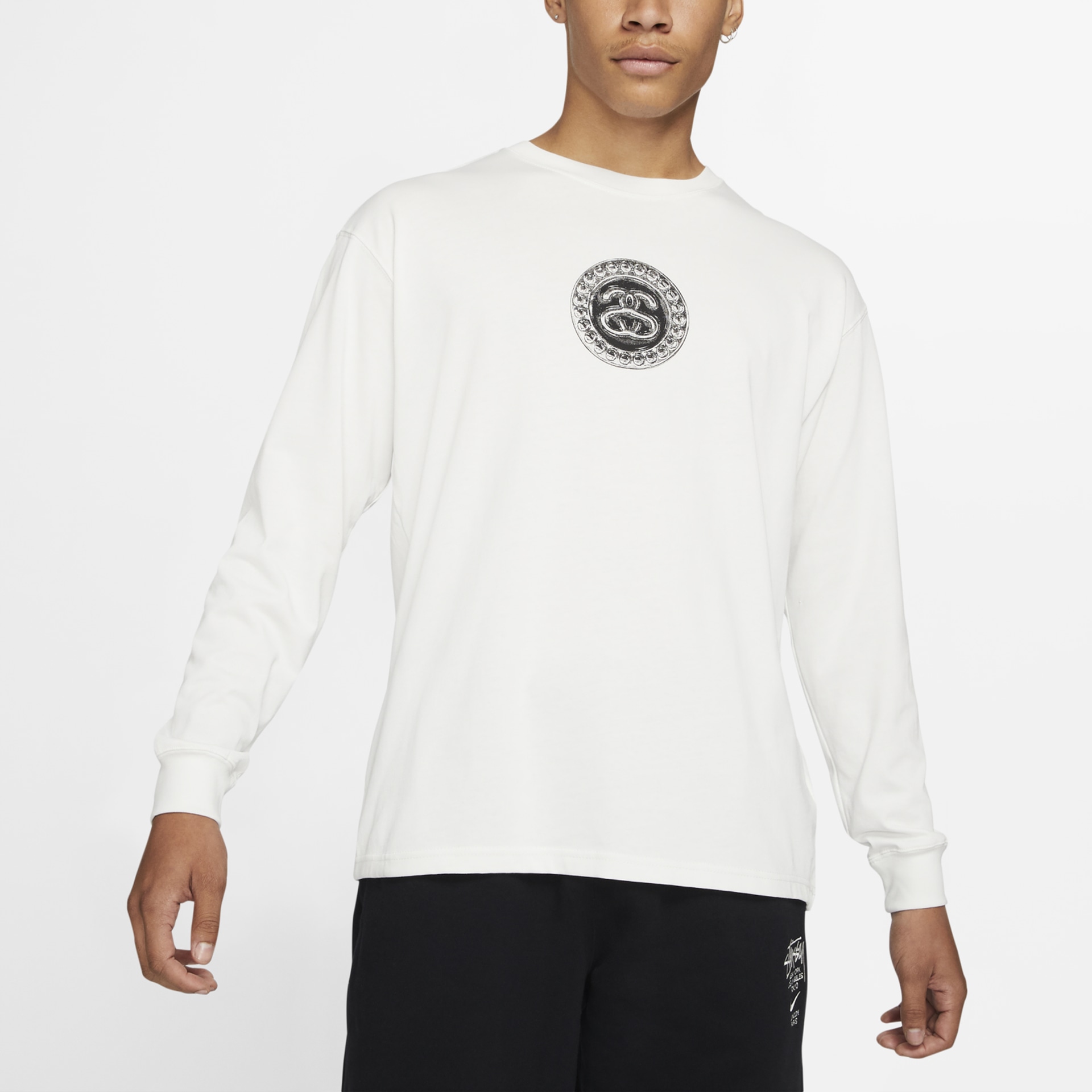 Stussy x Nike Crewneck Pullover Long Sleeve Tee White — фото 2