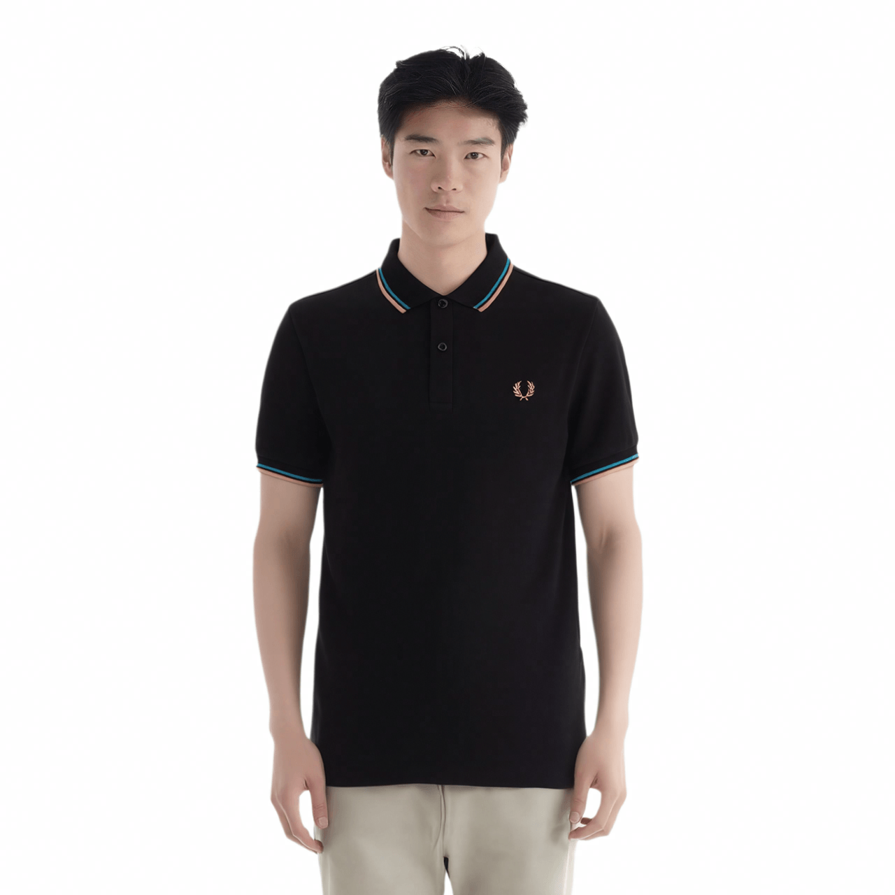 Fred Perry Polo Shirt Black/Light Rust — фото 1