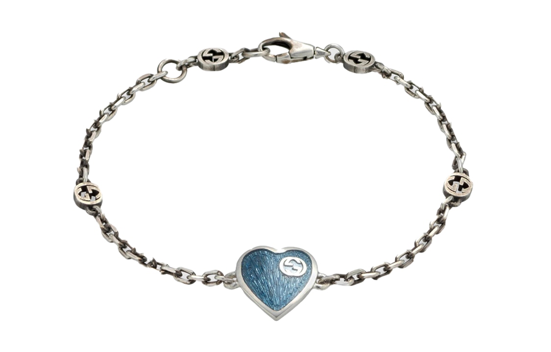 Gucci Interlocking Double G Enamel Bracelet Light Blue