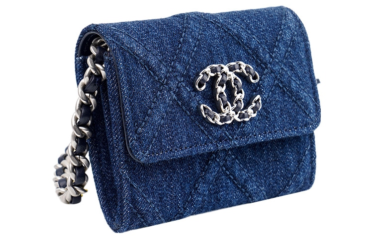 Chanel Denim Chain Wallet Bag Navy Blue — фото 2