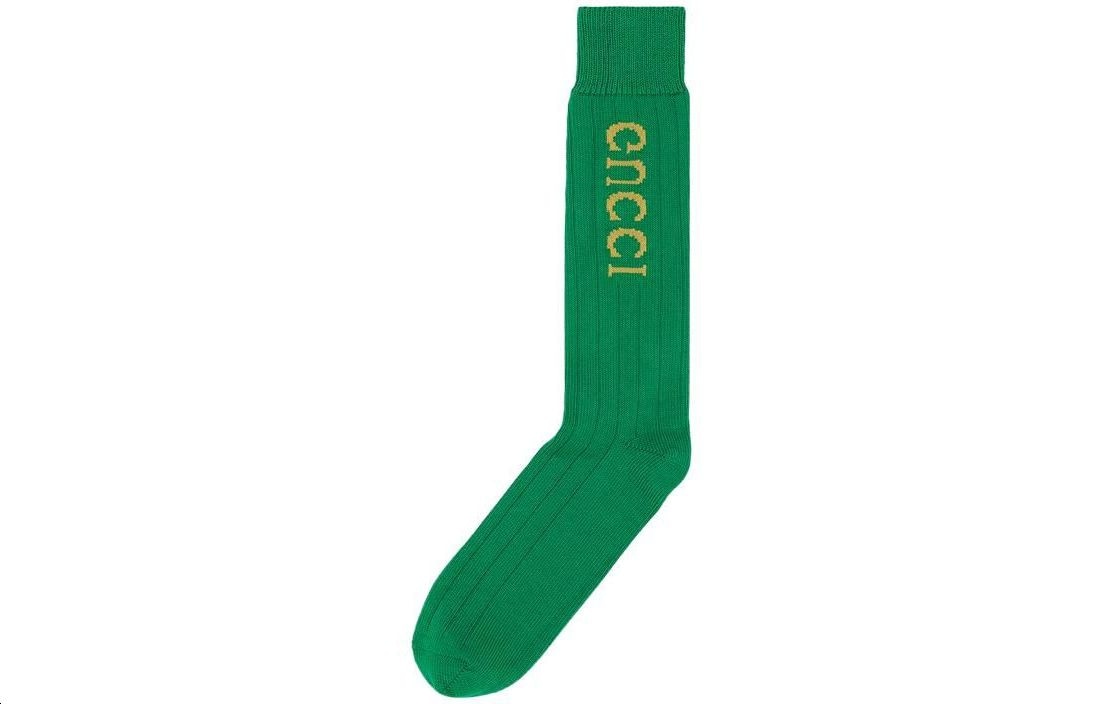 Gucci SS23 Logo Jacquard High Socks Green — фото 1