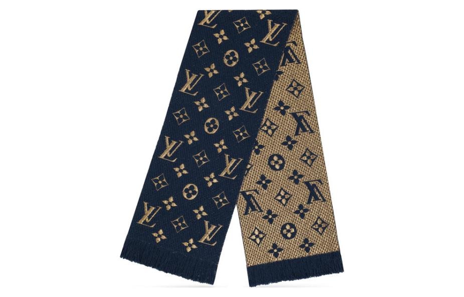 Louis Vuitton Logo Embroidered Scarf Blue — фото 2