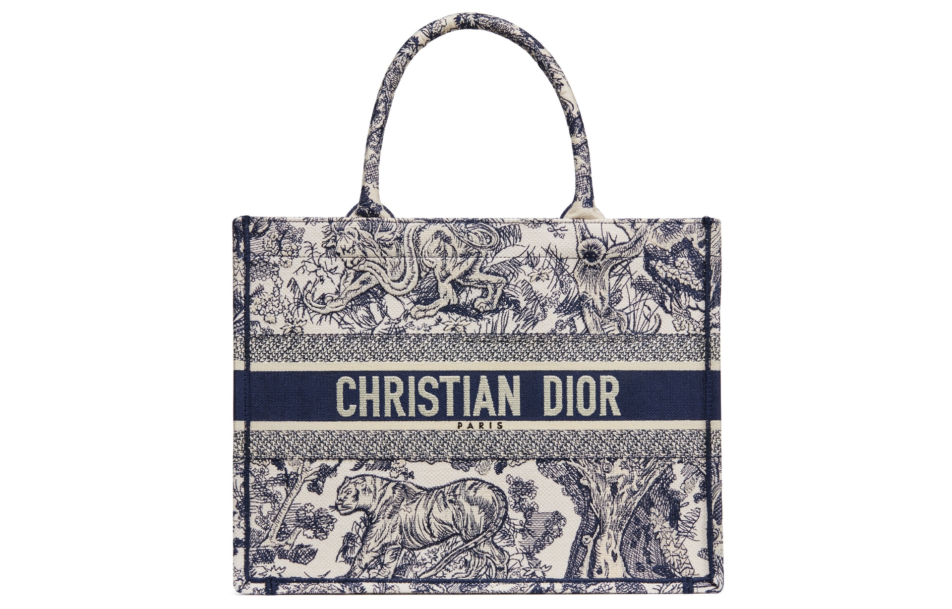 Сумки Dior Book Tote Jungle Tiger Embroidery Blue