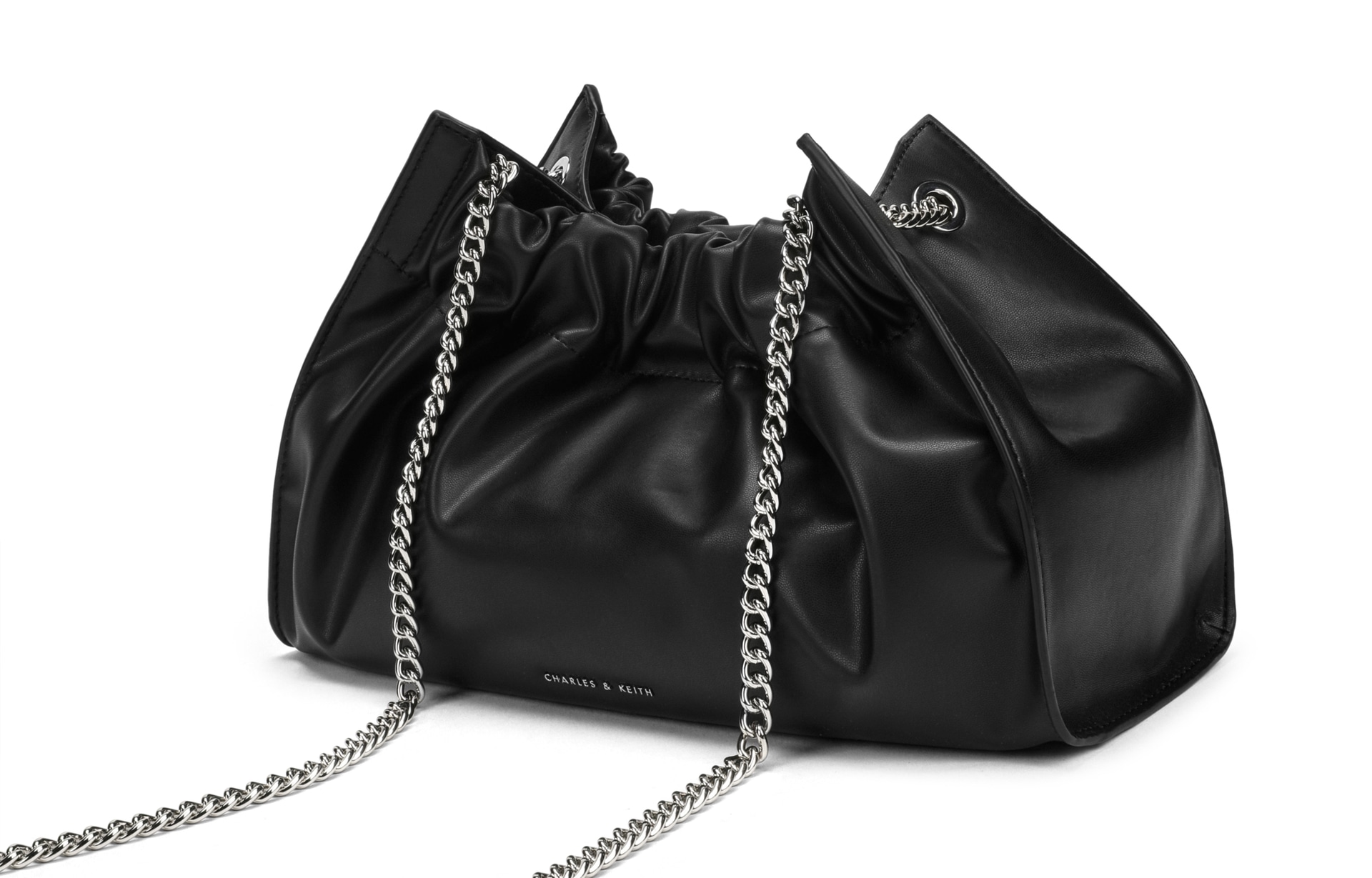 Charles&Keith Soft Large Chain Tote Noir Cream — фото 3