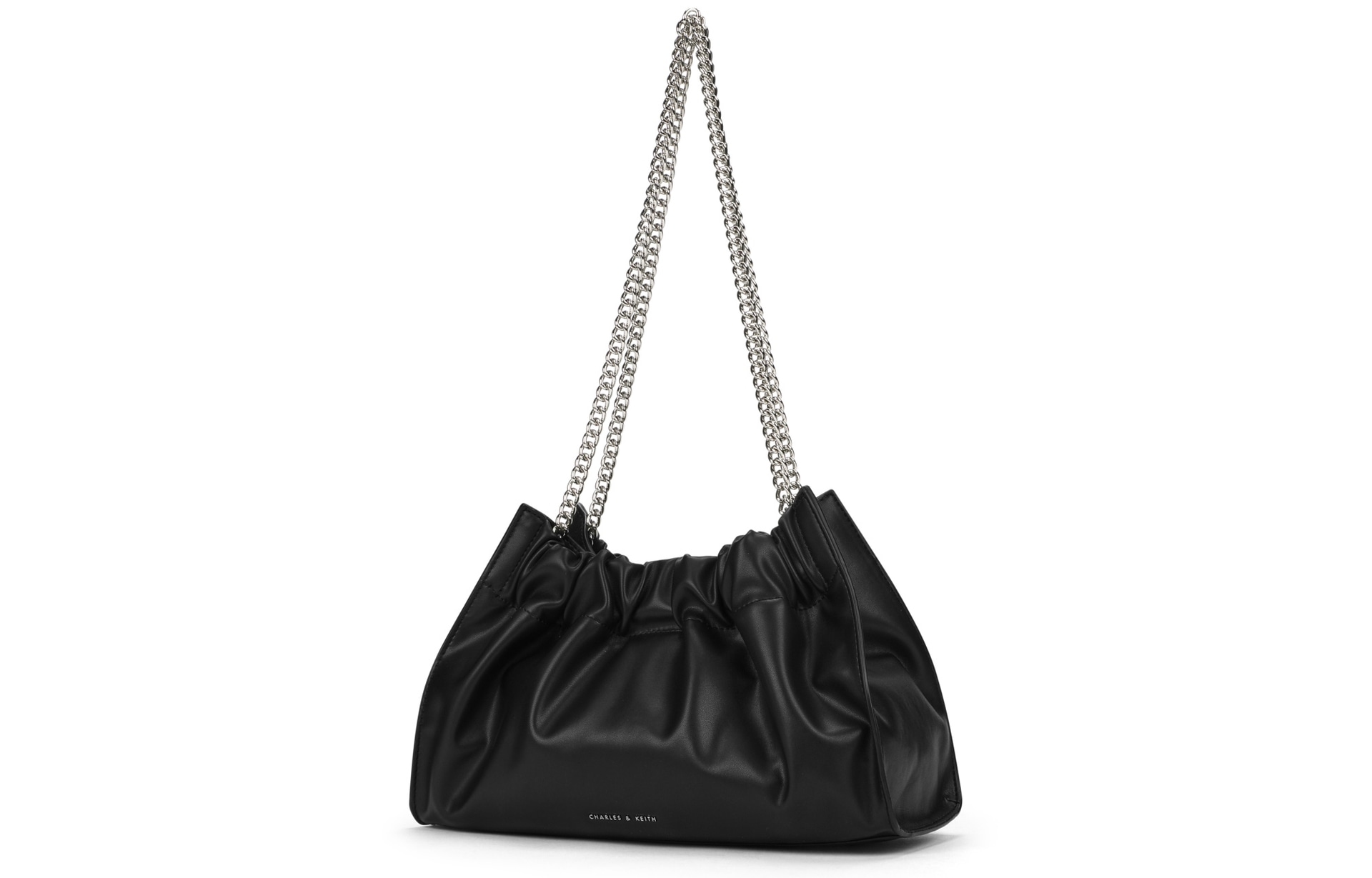 Charles&Keith Soft Large Chain Tote Noir Cream — фото 2