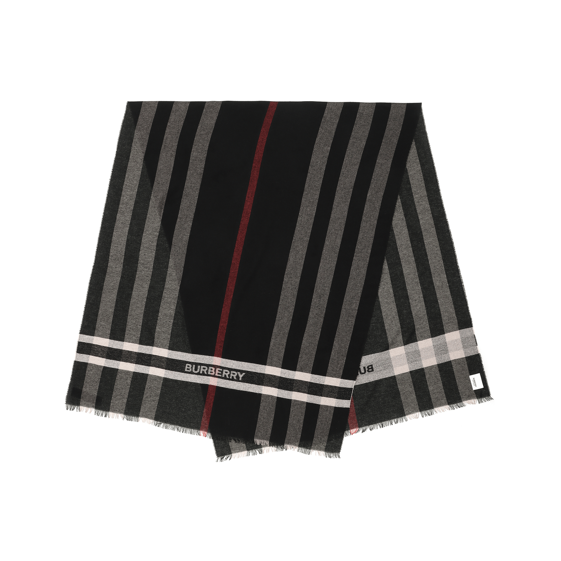 Burberry Striped Wool Scarf Black — фото 1