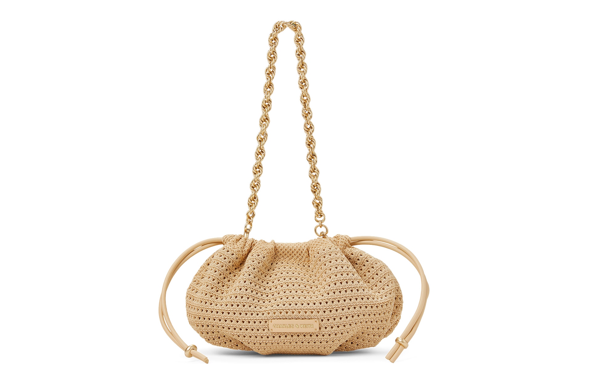 Сумки CHARLES&KEITH Charles & Keith Woven Chain Bucket Bag Beige