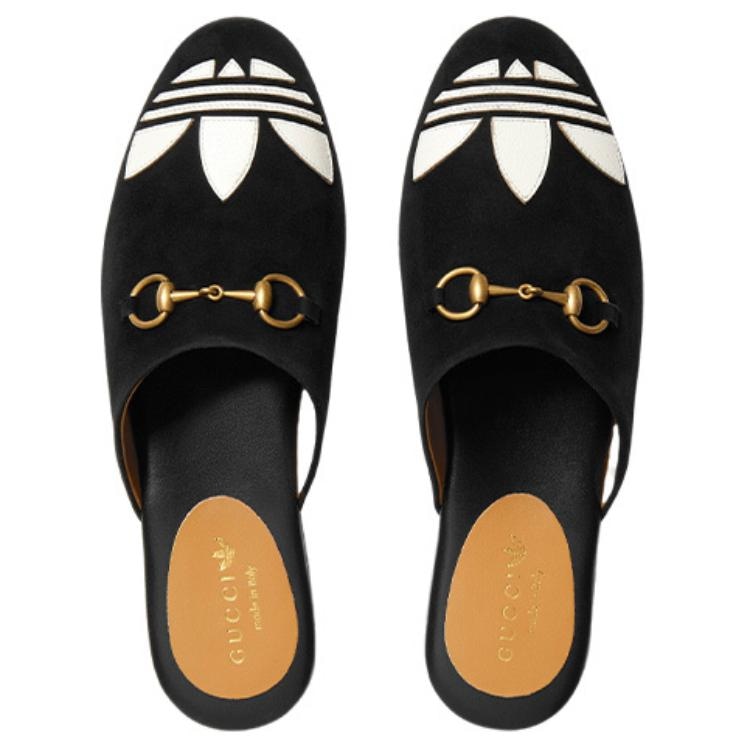 Gucci adidas x Gucci Trefoil Slipper Black — фото 8