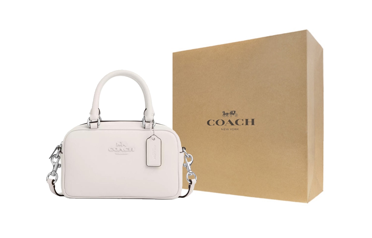 Coach Satchel 19 Logo Silver White — фото 3
