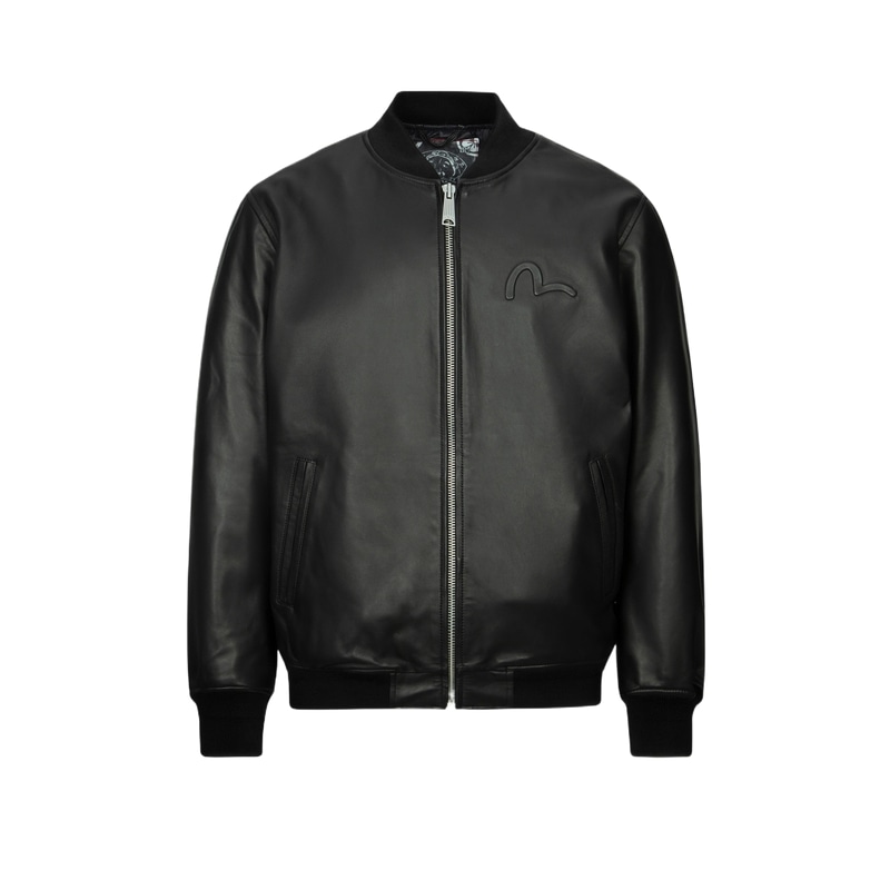 Evisu Leather Bomber Jacket Black — фото 1